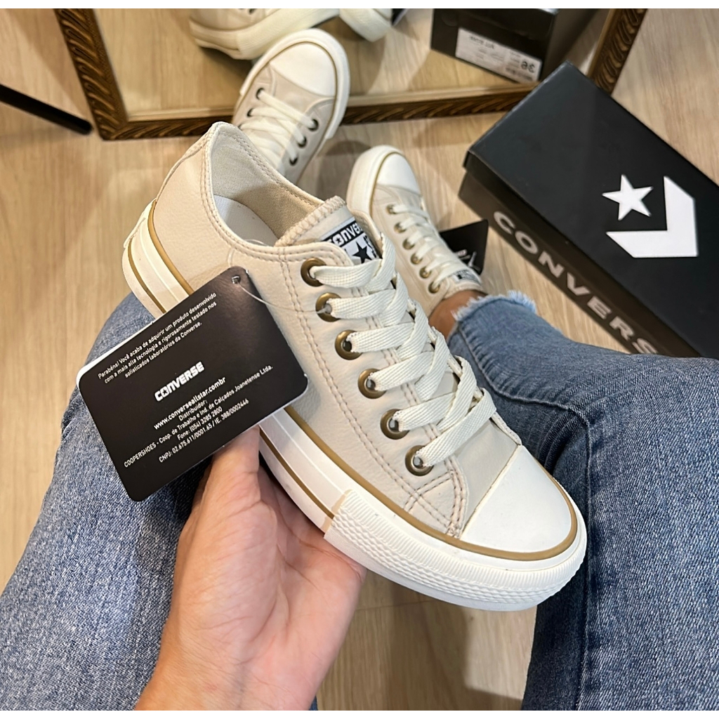 Tenis all star Gelo com listra dourado exclusivo edição limitada VULCANIZADO