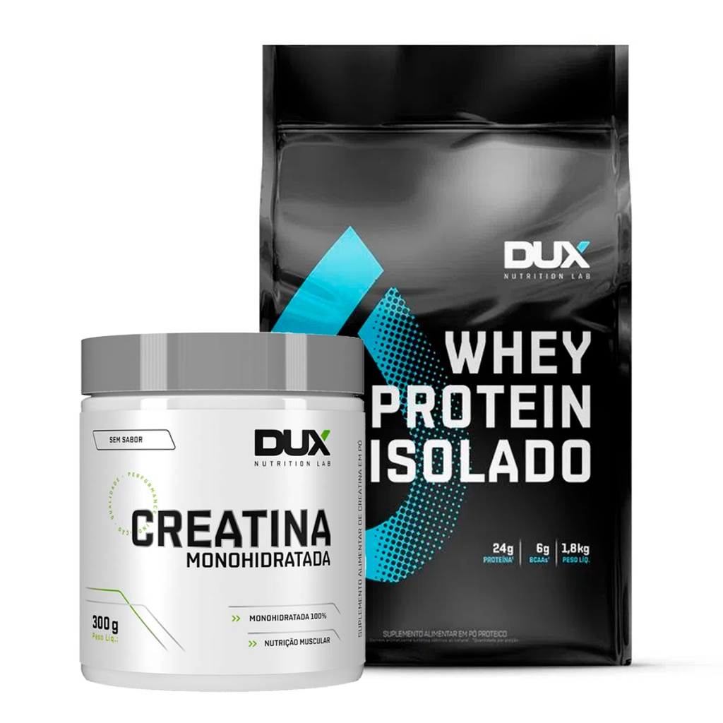 Kit Musculação Whey Protein Isolado 1,8Kg + Creatina 300g – Dux Nutrition