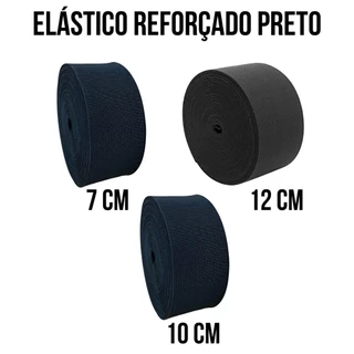 Elástico Largo Reforçado Preto Com Largura 7 - 10 - 12cm Com Tamanho a Escolher Aradesc