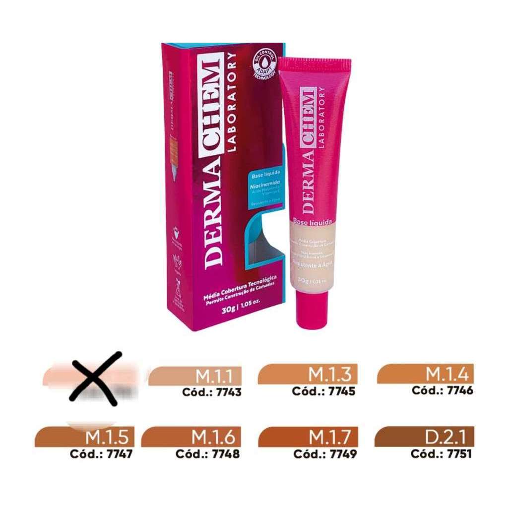 Base Dermachem oil control ácido hialurônico cobertura média 30g ...