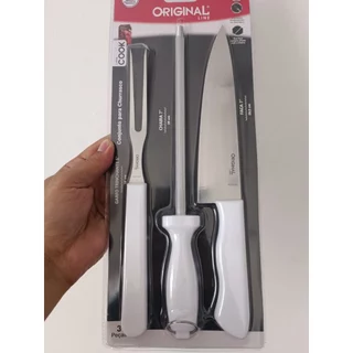 KIT DE CHURRASCO 3 PEÇAS Faca Garfo Chaira ORIGINAL 7 polegadas Envio Imediato