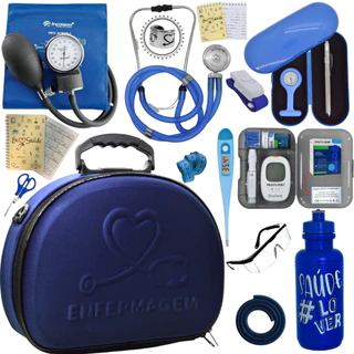 Kit Enfermagem Aparelho Pressao Aneroide Medidor Maleta Completa Estagio