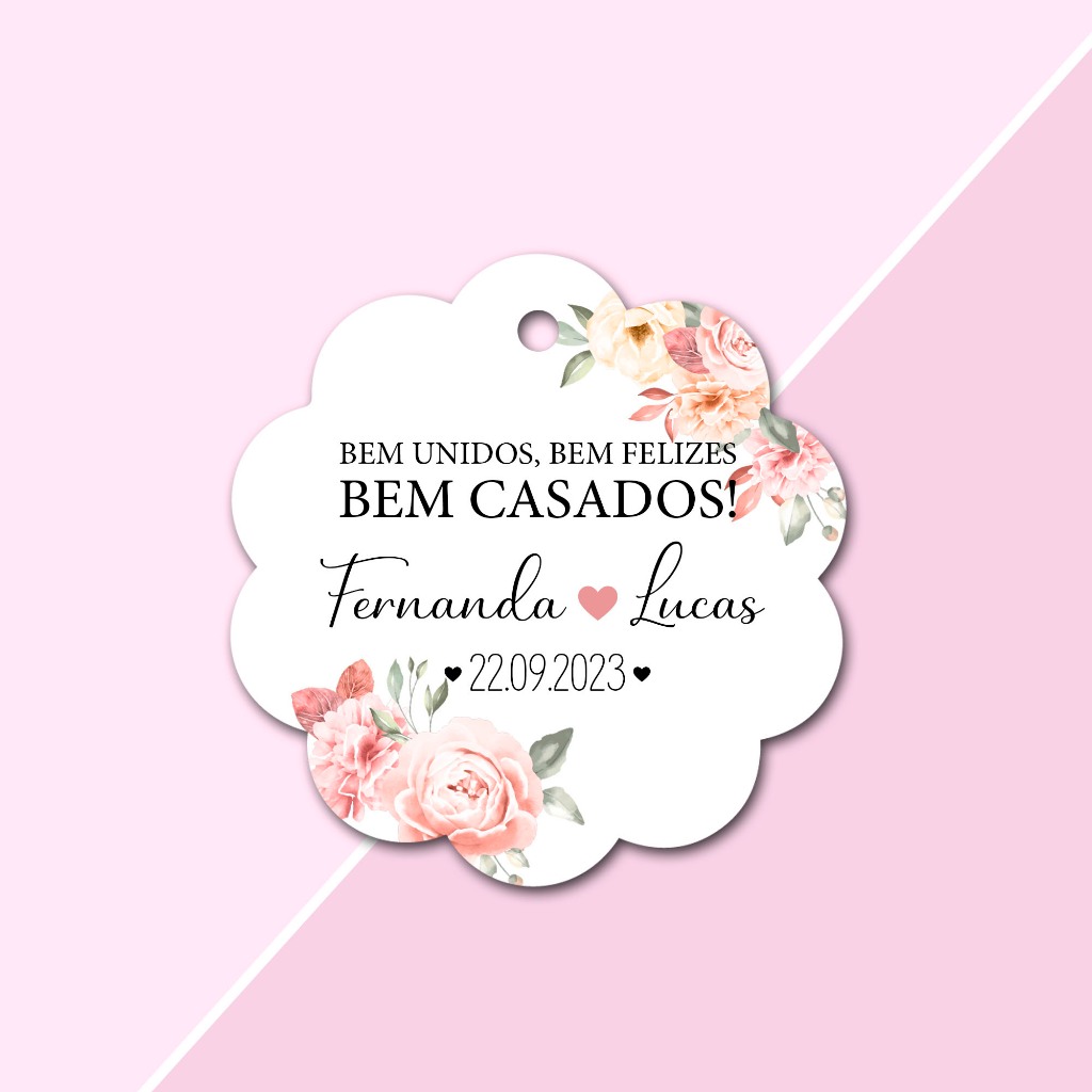 100 Tags Personalizada Formato Flor Lembrancinha para Casamento ...
