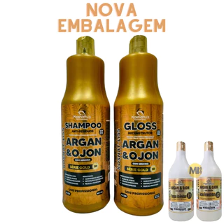 KIT 500ML - Escova reconstrutora/Shampoo Anti-resíduos Mega liss Argan e Ojon Kosnattus
