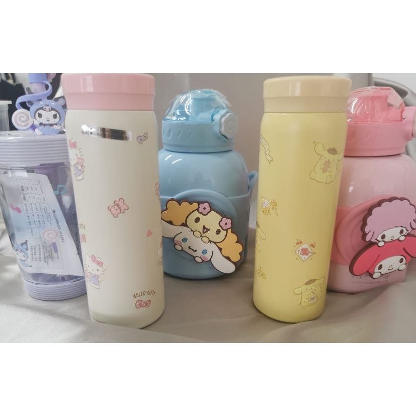 Garrafa copo térmico de aço inoxidável Hello Kitty Kuromi Sanrio fofo