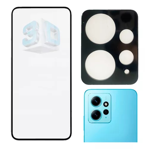 KIt Pelicula Vidro 3D Xiaomi Note 12 4G + Capa Capinha Anti Shock + Pelicula Camera 3D