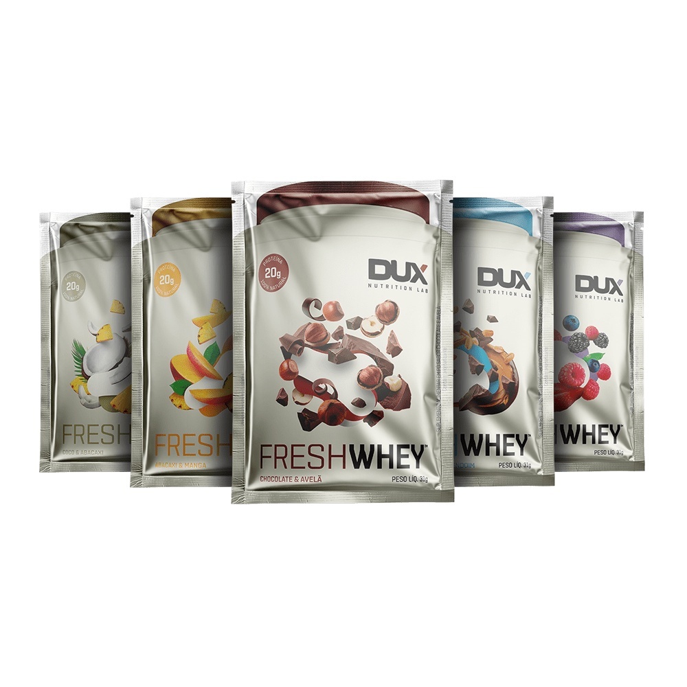 5x Sachês de Fresh Whey Dux – Vários sabores – Whey Protein 3W – Proteínas Naturais – Monte sua caixa e escolha seus sabores