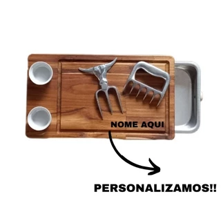 TABUA DE CARNE PERSONALIZADA COM GARRA DE URSO E TRIDENTE