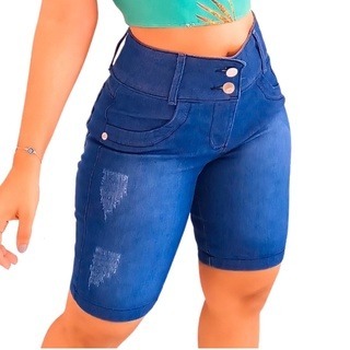 Shorts Jeans Feminino Empina Bumbum Com Lycra - SK Jeans - Short
