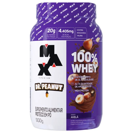 100% Whey Max Tititanium x Dr Peanut 900g Avelã