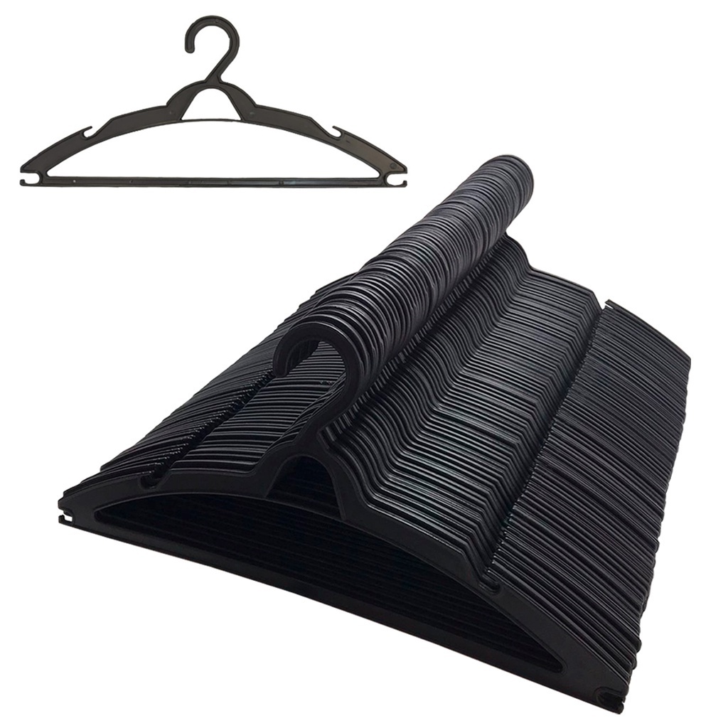 Kit 30 Cabides De Roupa Adulto Preto Tradicional | Shopee Brasil