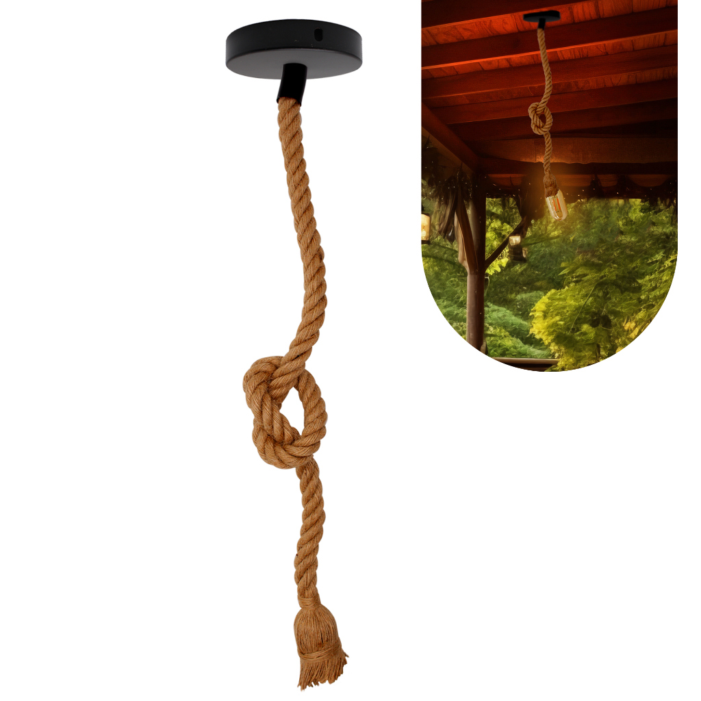 Luminária Pendente Lustre Teto Corda Sisal Rústico 1m Lpcr11
