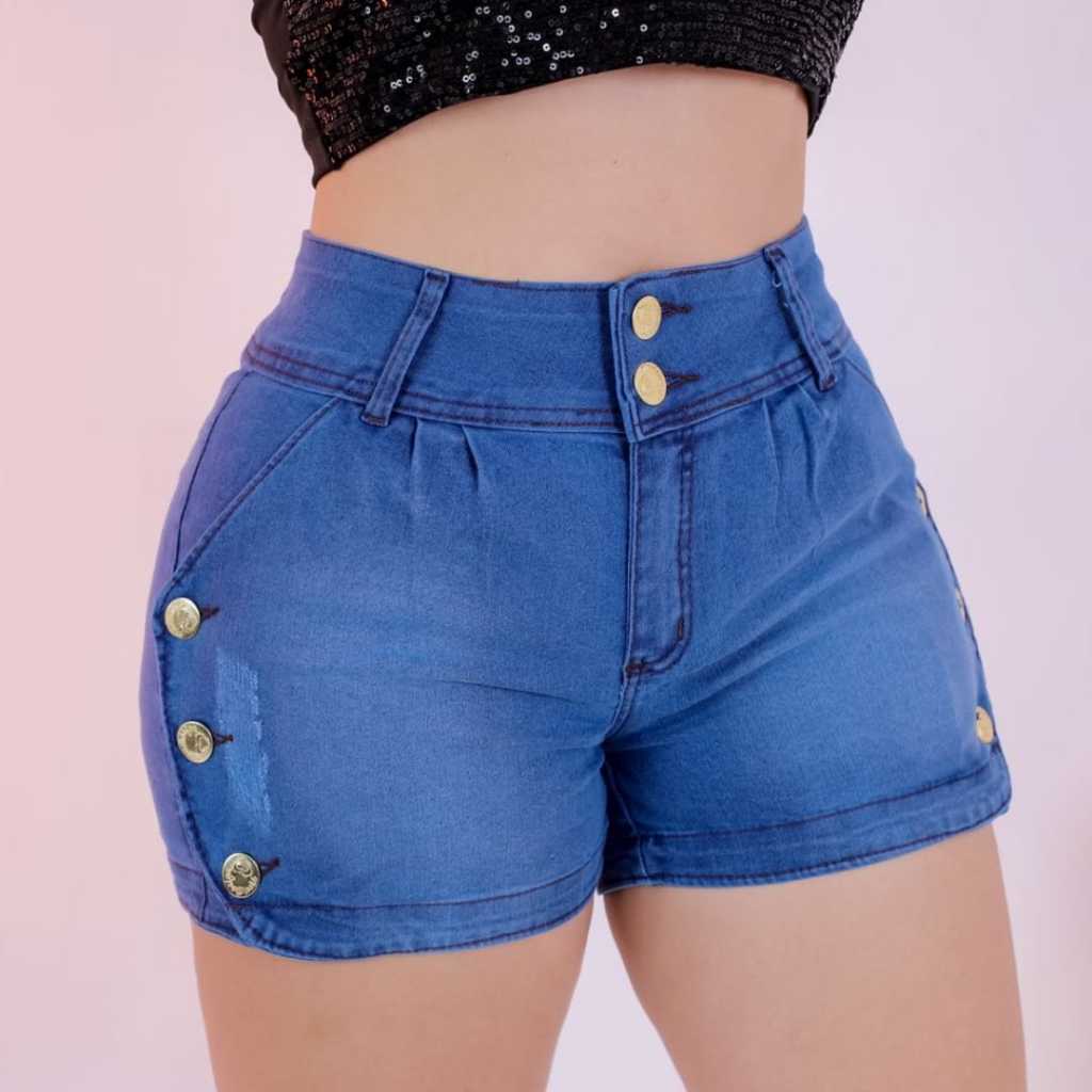 Shorts Jeans Feminino Empina Bumbum Com Lycra - SK Jeans - Short