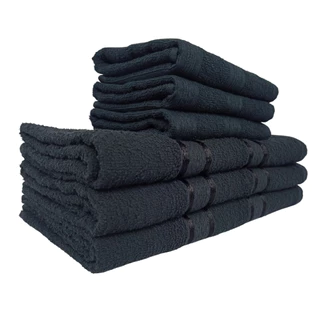 Kit 6pçs Toalhas de Banho e Rosto Paris Preto(3 Banho 3Rosto) Atacado