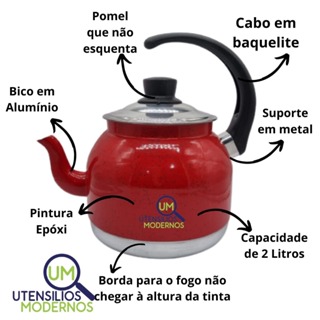 Chaleira Elétrica Inox 1,8L com Base Removível Bico Peneira e Led