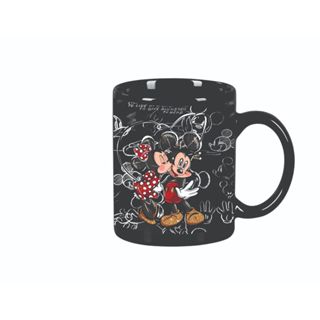 Caneca sofisticada porcelana preta casal Mickey e Minnie