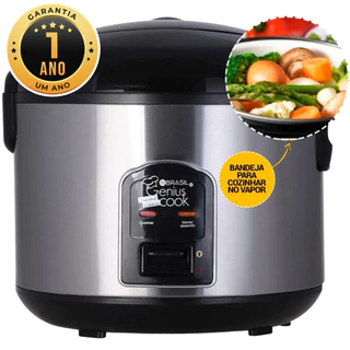 Panela Elétrica de Arroz 10 xícaras 1.8L - com legumeira - Inox - Multifuncional - In Brasil