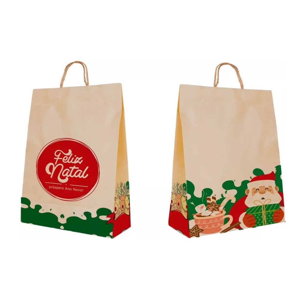 10 Sacola de Papel p/ Natal Grande Chocotone Panetone 500 Gr