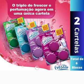 2x Tablete / Pastilha / Bloco Sanitário para Caixa Acoplada Novo Frescor – Cartela Tripla