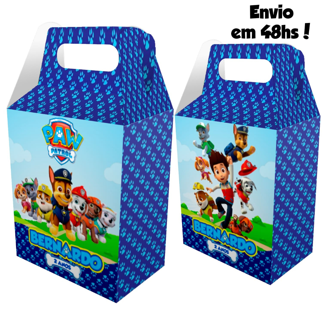 10, 20, 30 ou 40 caixa maleta personalizada patrulha canina kit festa de aniversário (envio rápido)