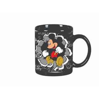 Caneca porcelana toda preta personalizada do mickey da disney