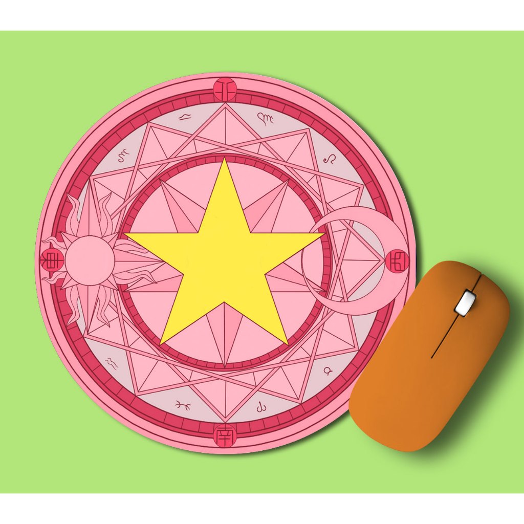 Mouse Pad Redondo Sakura Card Captor com bordas soldadas