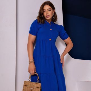 Vestido Mídi Modelo 3 Marias Moda Feminina Evangélica Plus Size