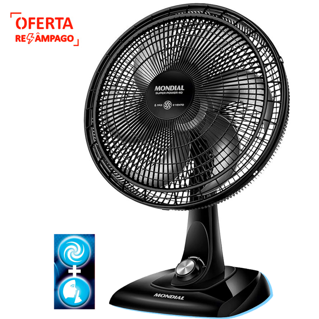 Ventilador De Mesa 40cm potente e silencioso Vsp-40-B2 Mondial 110v com 6 Pás 127v