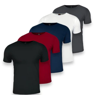 Kit 5 Camisetas Masculinas Básicas Lisas Algodão 100% Confortável Fio 30.1