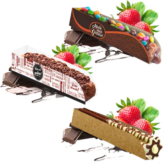 (50 unid.) Churros Embalagem Caixa Caixinha Para Balcão Gourmet 50 Unidades