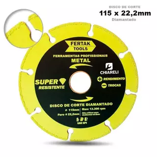 Disco De Corte Metal Diamantado 115 X 22,2 Fertak em Oferta na Shopee