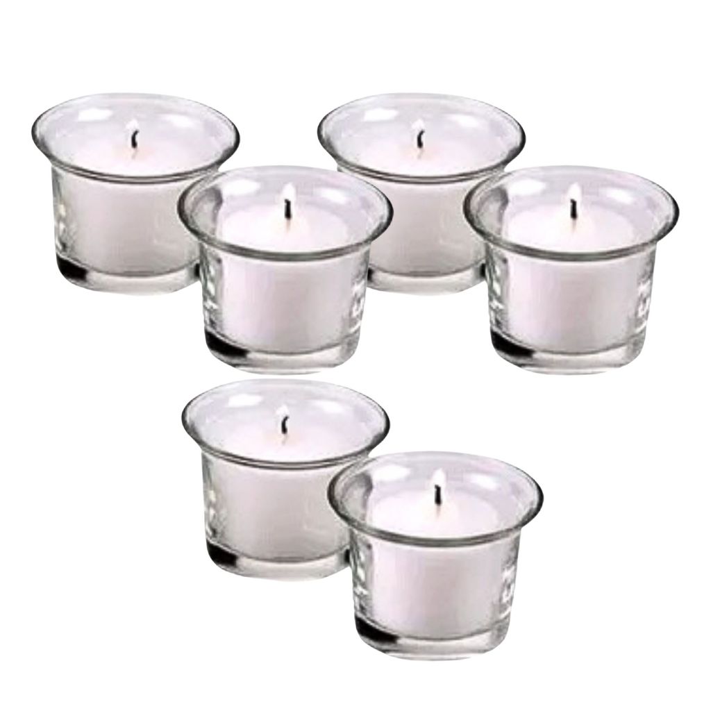 Vela Artesanal Castiçal Copo Vidro Decoração 6x4cm - Kit com 10 und ...