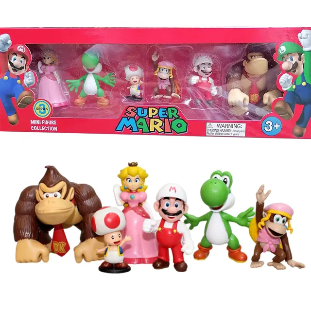 Kit com 6 bonecos Super Mario Bros Personagens Miniatura Coleção em Oferta na Shopee