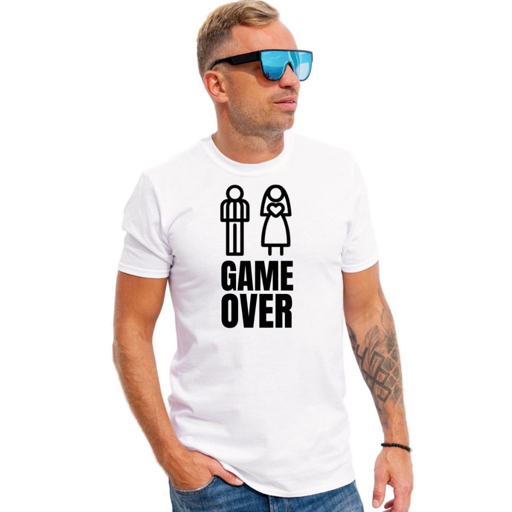 Camiseta Game Over Casamento Meme 100% algodão