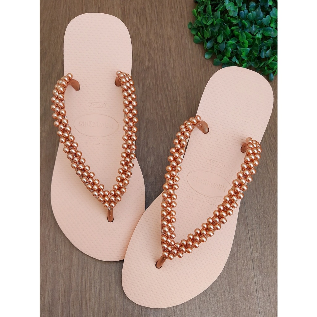Chinelo Decorado Sandalia Havaiana Personalizada Para Casamento
