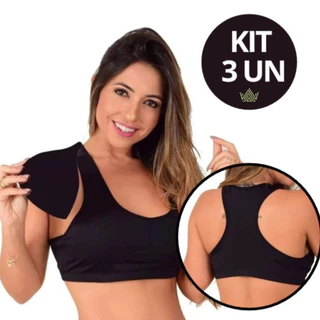 KIT 3 TOP ACADEMIA NADADOR PRETO BOJO REMOVÍVEL TOP ESPORTIVO ROUPAS PARA TREINO