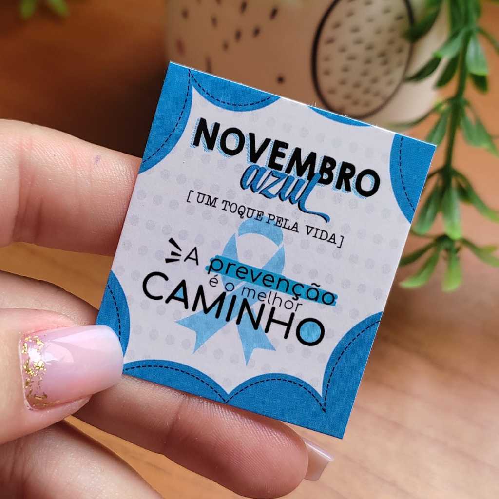 50 ou 100 Mini Tags Novembro Azul com Frases de Conscientização e Apoio ...