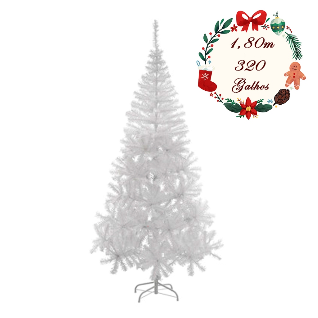 Árvore de Natal branca 339 galhos 1,80 metros - Importados Lili