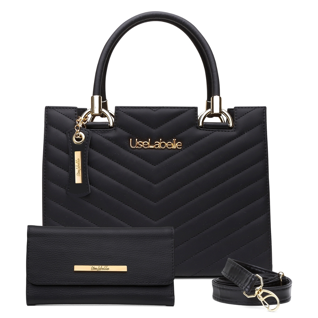 Bolsa Feminina Couro Preta Bordada Original Uselabelle de Luxo Envio Imediato