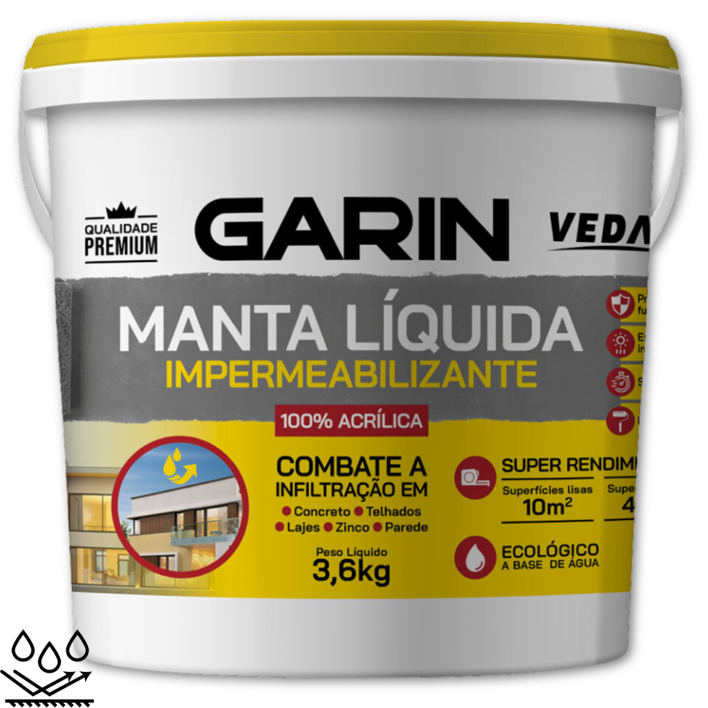 Manta Líquida Impermeabilizante Infiltração Laje Telha Parede 3,6kg ...