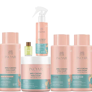 KIT INOAR MEU CACHO MEU CRUSH SH+COND+CREME DE PENTEAR+MÁSCARA4X500+FLUIDO ATIVADOR200ML+OLÉO ARGAN7ML