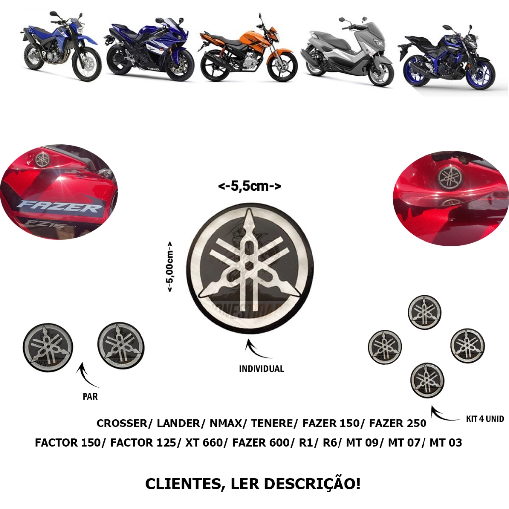 Kit Com 5 Adesivos Para Moto Yamaha, 244 No Grau, Maozinha