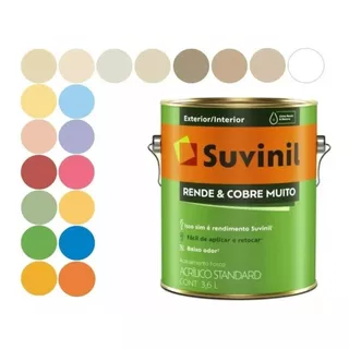Tinta Acrílica Suvinil Rende Cobre Muito 3,6l - Cores