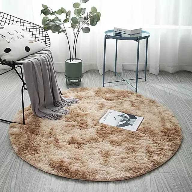 Imagem do produto tapete redondo felpudo vários tamanhos antiderrapante antialérgico preto varias cores 3