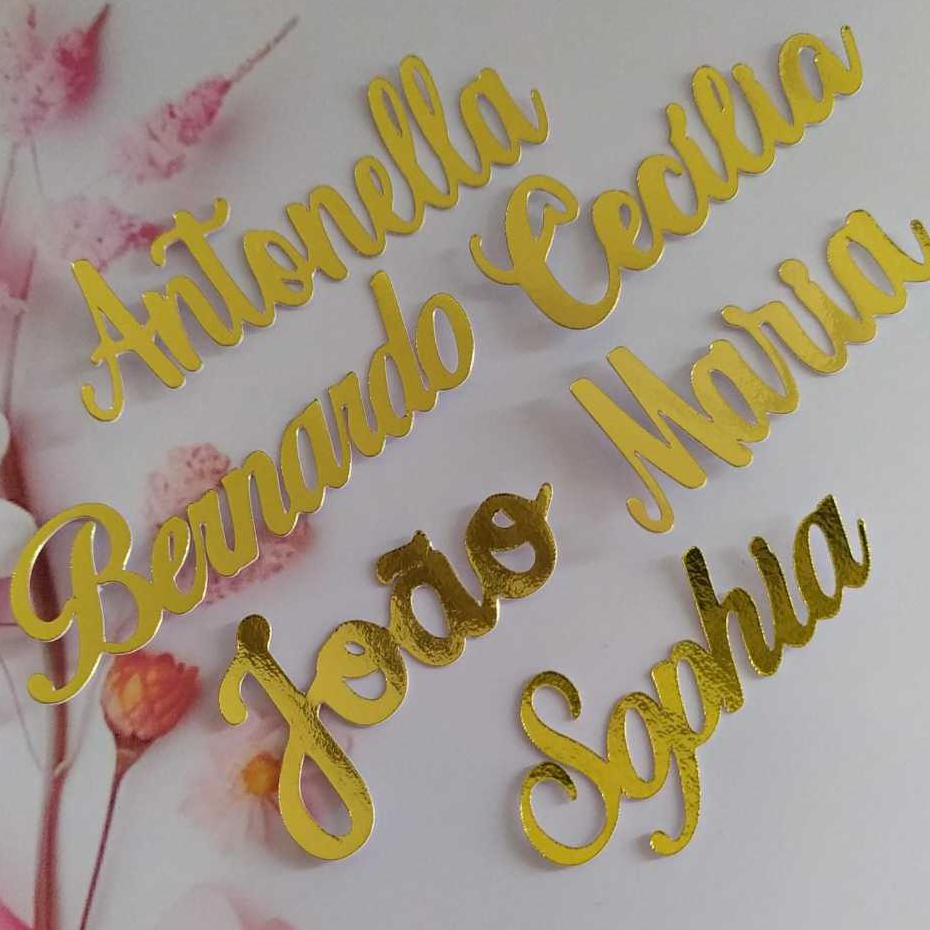 Apliques de Nomes Simples Papel Lamicote personalizados - Escorrega o Preço