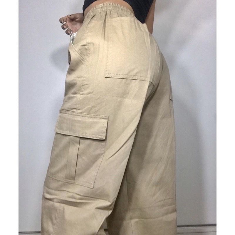 Calça Cargo Feminina Skatista Preta Caqui e Bege