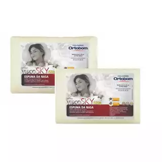 Kit 2 Travesseiros Visco Sky Slim Macio Nasa Antialergico Ortobom