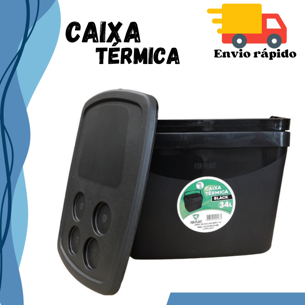 Caixa Térmica Cooler 34 Litros Black For Plast