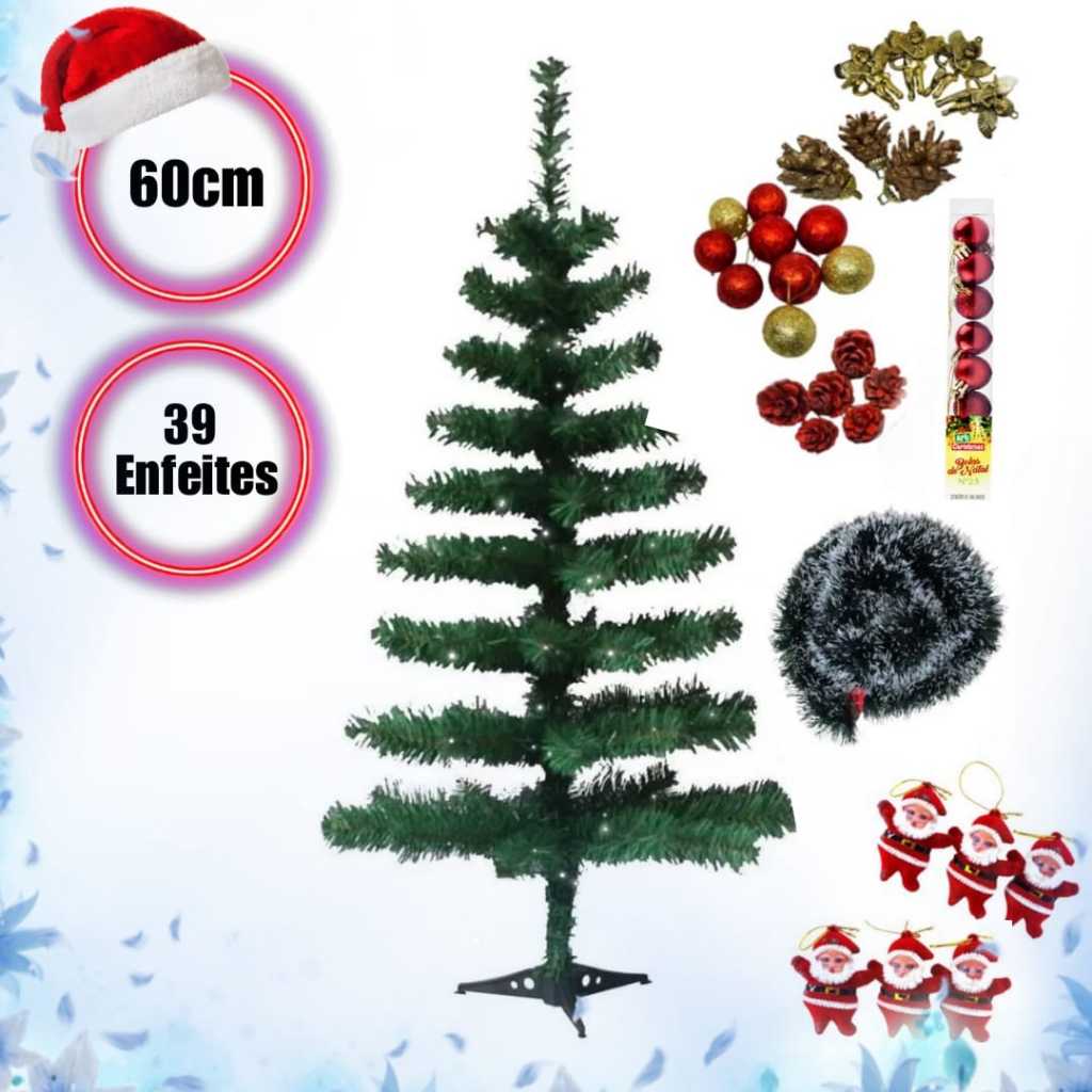 Árvore De Natal Decorada 60 Cm Pisca Pisca Decoração 110V no Shoptime