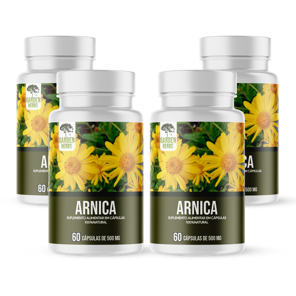 Arnica Montana Produto 100% Natural 60 Cáps de 500 Mg Combate dores musculares Kit 4 Frascos